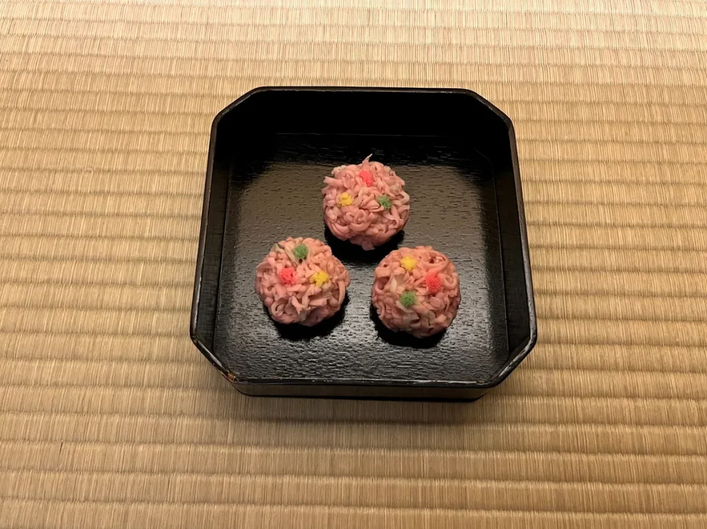 Seasonal Japanese sweets served with matcha